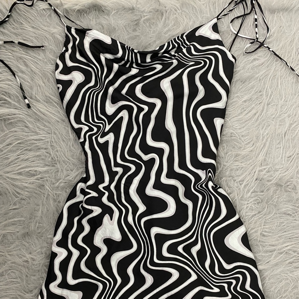 Black and white Zara silky dress